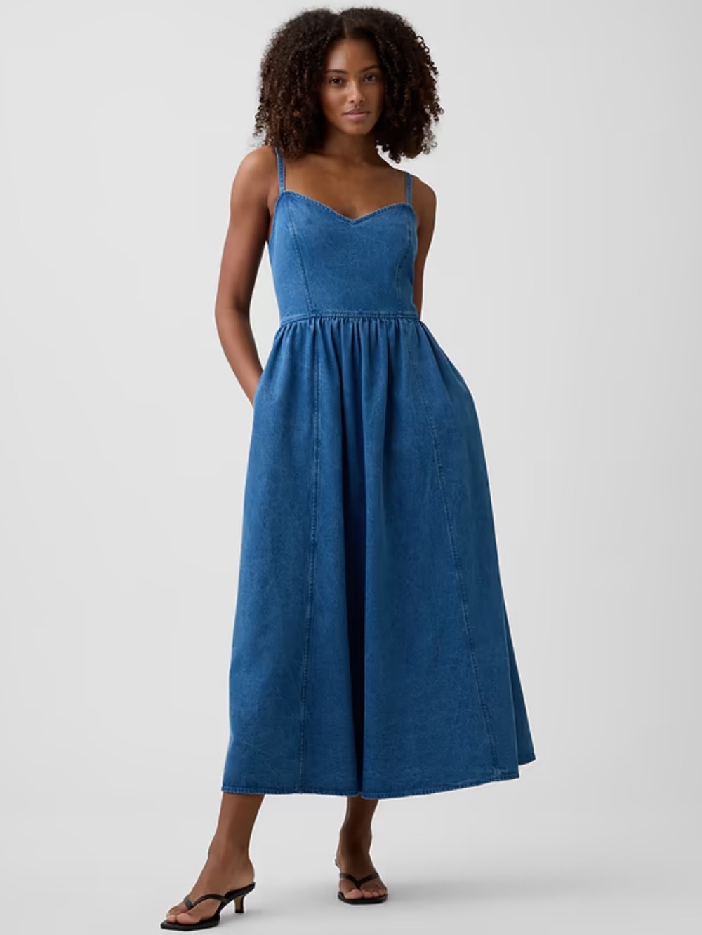 Sweetheart maxi denim dress xs